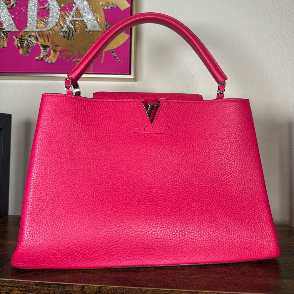Authentic Louis Vuitton Hot Pink Capucines Top Handle Satchel